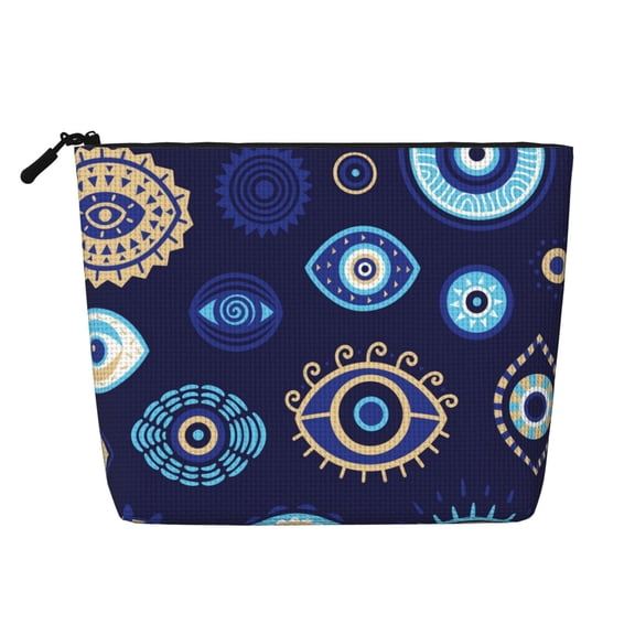 Makeup Bag Small Cosmetic Bags for Women Travel Toiletry Bag Zipper Pouch Purse Organizer Pouches, Magic Evil Eyes