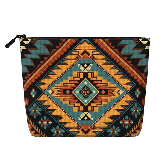 Makeup Bag Small Cosmetic Bags for Women Travel Toiletry Bag Zipper Pouch Purse Organizer Pouches, Southwest Tribal Indian Geometric
