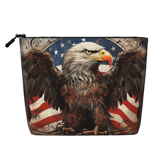 Makeup Bag Small Cosmetic Bags for Women Travel Toiletry Bag Zipper Pouch Purse Organizer Pouches, United States Navy Eagle American Flag USA