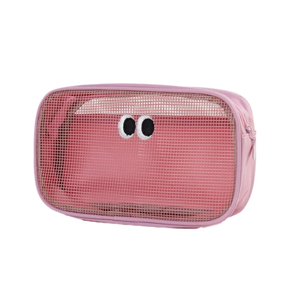 Makeup Bag Small Cute Big Eyes Large Capacity Mesh Makeup Wash Bag, Cute Makeup Bag Digital Organizing Sundries Storage Pouch for Travel Cosmetics Chargers