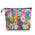 thumbnail image 1 of Makeup Bag Small Toilet Cosmetic Bags Travel Makeup Case Waterproof for Women Girls 6.7X9.45inches - Colorful Wildflowers in A Lush Arrangement, 1 of 7