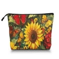 thumbnail image 1 of Makeup Bag Small Toilet Cosmetic Bags Travel Makeup Case Waterproof for Women Girls 6.7X9.45inches - Gorgeous Butterfly - Kissed Sunflowers, 1 of 7