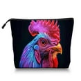 thumbnail image 1 of Makeup Bag Small Toilet Cosmetic Bags Travel Makeup Case Waterproof for Women Girls 6.7X9.45inches - Gorgeous Neon - Hued Rooster, 1 of 2