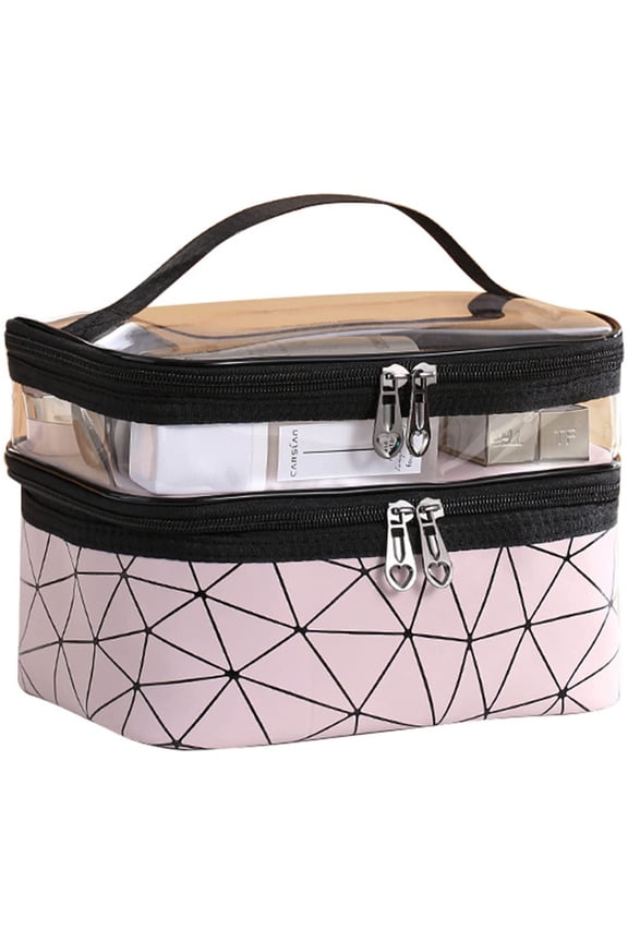 Makeup Bag,Travel Bag Essentials,Large Train Travel Toiletry Bag for Women Girls Gifts,Cosmetics Bag Case Storage,Travel Size Toiletries for Brush Jewelry Organizer Accessories(NewPink)