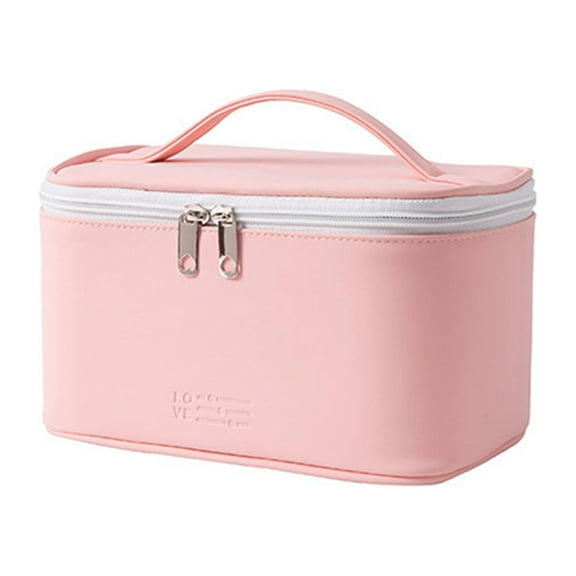 Makeup Bag Travel Cosmetic Bag Dust-proof Case Organizer Pouch with Two-way Zipper Faux Leather Train Makeup Organizer for Women