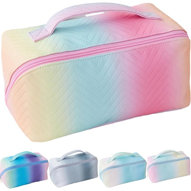 Makeup Bag Travel Cosmetic Bag Large Makeup Bags for Women Leather