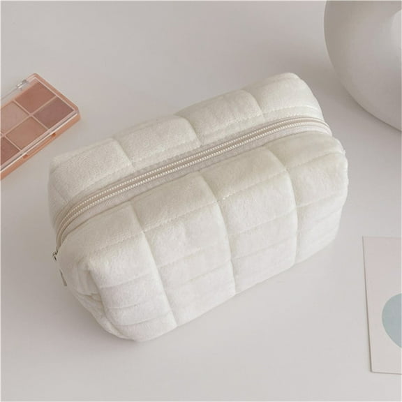 Makeup Bag, Travel Cosmetic Bag Make Up Pouch Small Travel Zipper Pouch,Water-resistant Toiletry Bag,Makeup Organizer Bag for Women(White)