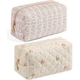 thumbnail image 1 of Makeup Bag Travel Cosmetic Bag for Women Girls, Zipper Make Up Pouch, Floral Flowers Toiletry Organizer Makeup, Portable Storage Cosmetic Travel Cloth Bag (Pink), 1 of 8