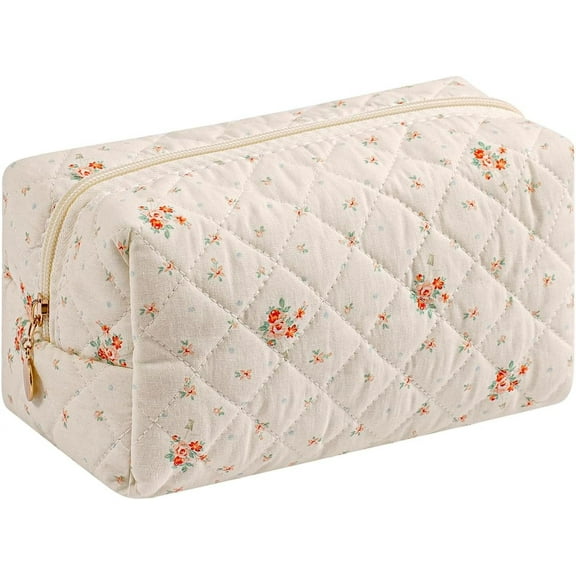 Makeup Bag Travel Cosmetic Bag for Women Girls, Zipper Make Up Pouch, Floral Flowers Toiletry Organizer Bag, Portable Storage Cosmetic Travel Bag