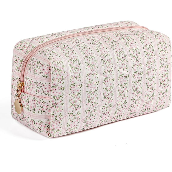 Makeup Bag Travel Cosmetic Bag for Women Girls, Zipper Make Up Pouch, Floral Flowers Toiletry Organizer Bag, Portable Storage Cosmetic Travel  Bag