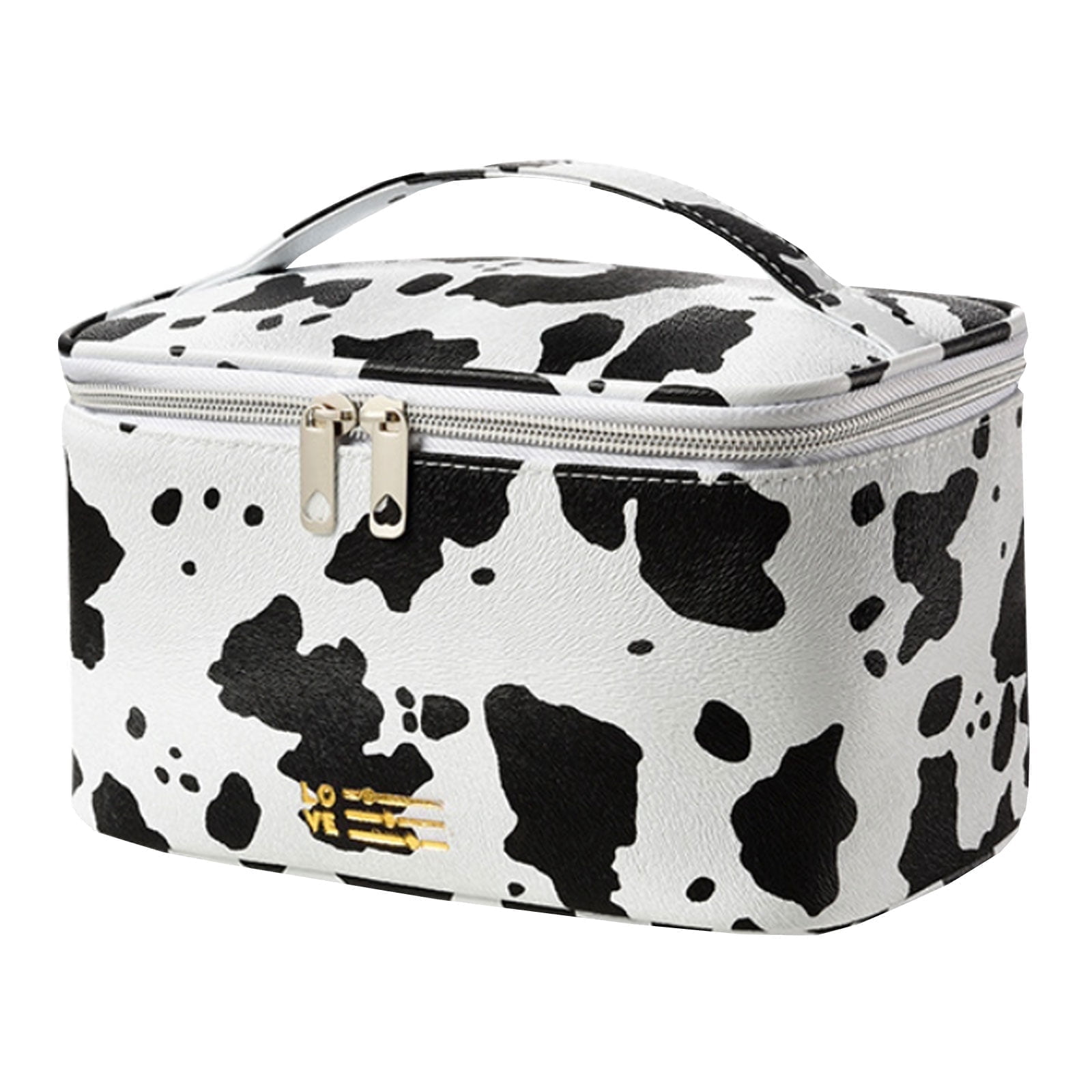 Western-Make-up-Tasche Mit Kuh-Druck – 25x18 Cm, Baumwolle/Leinen, Wasserabweisend Für Reisen & Geschenke
