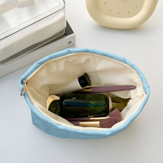 Makeup Bag Travel Cosmetic Organizer Puffy Padded Make Up Pouch Travel Toiletry Case For Womens Overnight Bag Weekender Cute