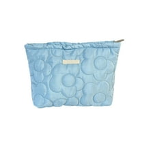 Makeup Bag,Travel Cosmetic Organizer,Puffy Padded Make Up Pouch, Travel Toiletry Case for Womens Overnight Bag Weekender Cute(Light Blue)