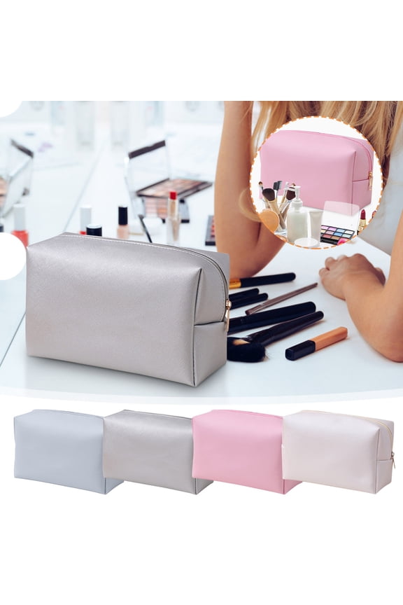 Makeup Bag Travel Toiletry Bag, Puffy Padded Make Up Bags for Women Makeup Organizer Case, Wide-open Pouch Purse Travel Essentials Toiletries Accessories Brushes(White)