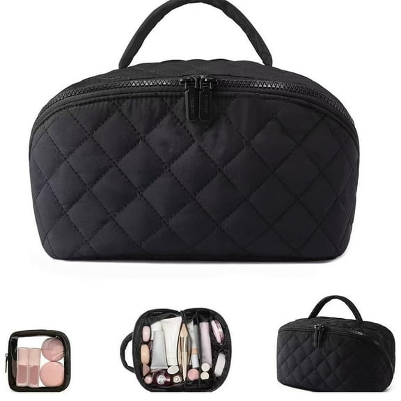 Makeup Bag Travel Toiletry Bag, Waterproof Cosmetic Organizer, Makeup Organizer Wide-open Pouch Purse, Travel Essentials for Toiletries Accessories Storage