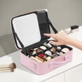 thumbnail image 1 of Makeup Bag W/ Mirror Led Light Travel Makeup Train Case Cosmetic Storage Bag Pink, 1 of 12