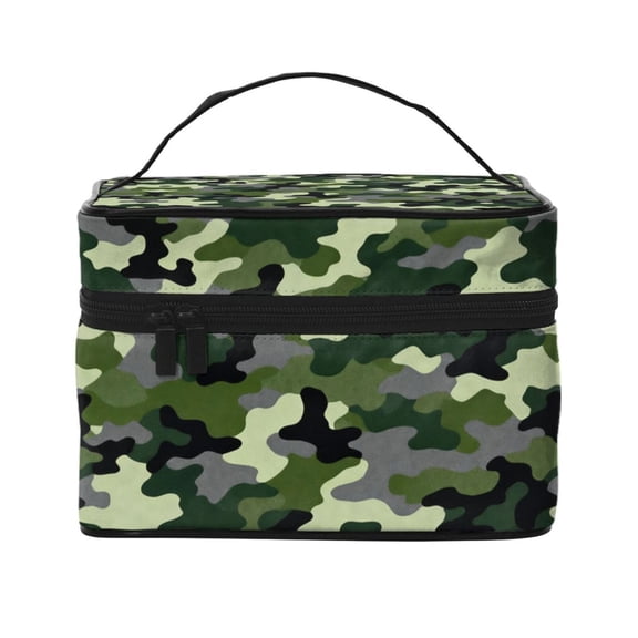 Makeup Bag With Handle Army Camouflage Storage Bag Toiletry Pocket Portable Zippered Pouch Cosmetic Organizer Bag For Women
