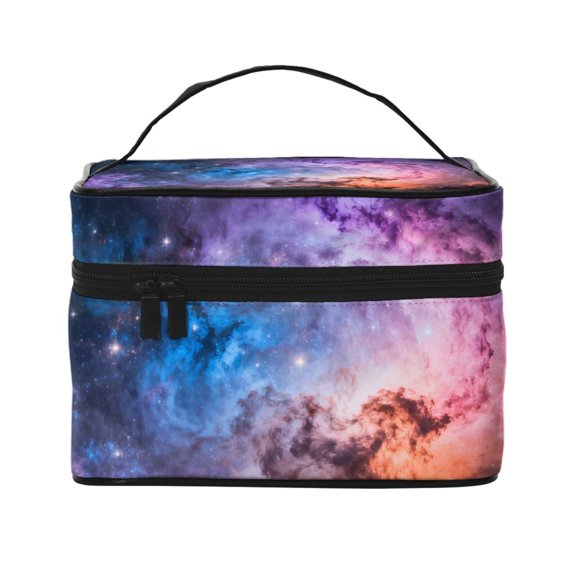 Makeup Bag With Handle Nebula Storage Bag Toiletry Pocket Portable Zippered Pouch Cosmetic Organizer Bag For Women