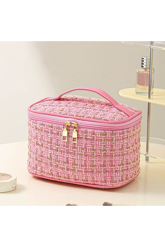 Makeup Bag for Women & Girls, Cosmetic Organizer Pouch, Valentine's Day Gift, Portable Travel Toiletry Bag with Handle & Divider, Multi-Pocket, Durable, Smooth Zipper, Large Capacity