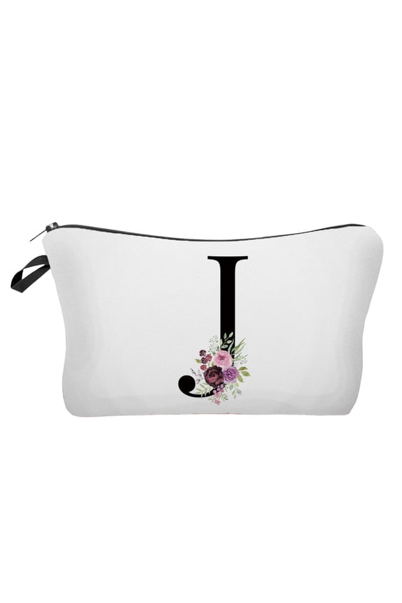 Makeup Bag for Women Travel Makeup Bag Initial Letter A-Z Cosmetic Bag Wedding Gift For Bride Bridesmaid Flower Cosmetic Bag For Mom Daughter Besties Sister Friend Travel Toiletry Bag