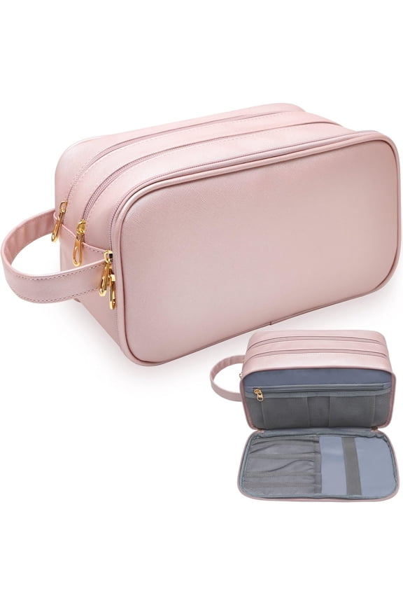 Makeup Bag for Women, Water Resistant Toiletry Bag for Travel Essentials, Dorm Room Essentials for Girl, Toiletry Organizer Dopp Kit for Toiletries Accessories, Mother's Day Graduation Gifts for Her