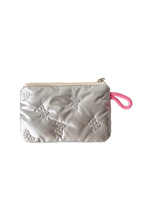 Makeup Bag for Purse,Organizer Pouch,Cute Cosmetic Purse Portable Travel Toiletry Bag for Women Girls Travel Storage Accessories Silver