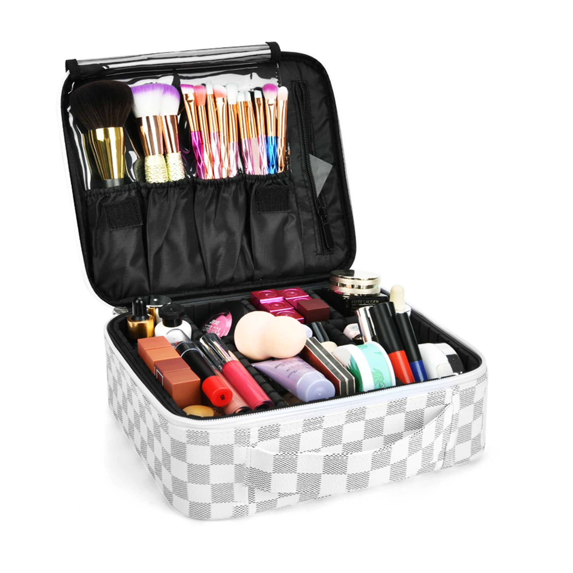 Makeup Bag for Women, Checkered Cosmetic Case, Jamaica Ubuy