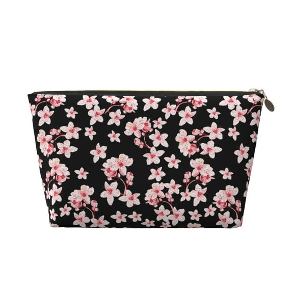 Makeup Bag - pink berry blossom black Cosmetic Bag Portable Travel Toiletry Bag for Women Small Make Up Organizer Bag Zipper Pouch Travel Essentials