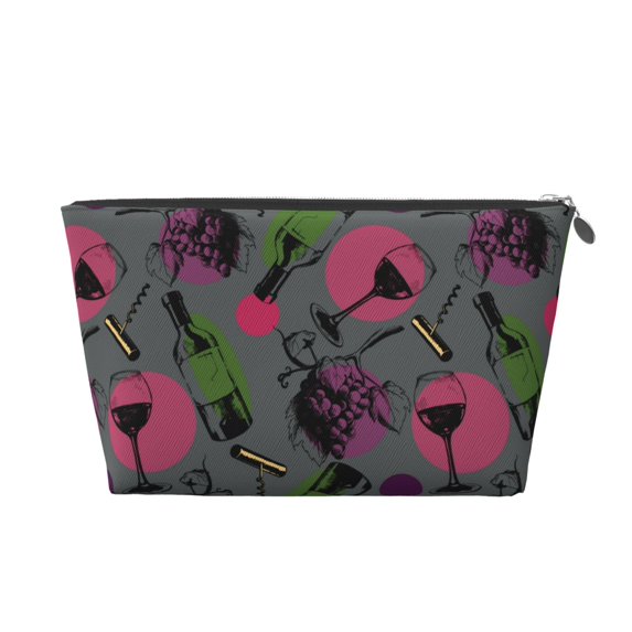 Makeup Bag - wine bottle glass Cosmetic Bag Portable Travel Toiletry Bag for Women Small Make Up Organizer Bag Zipper Pouch Travel Essentials