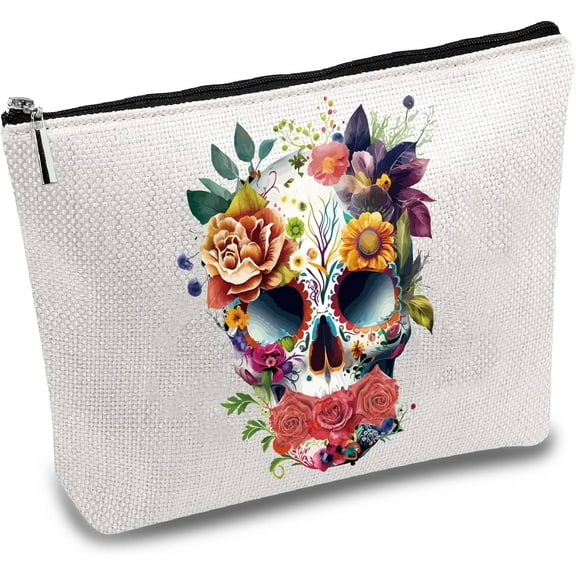 Makeup Bags Canvas Cosmetic Bag Multi Purpose Pouch Iron on Transfe Flower with Metal Zipper Sublimation Blanks Bag Purse Pouches for Toiletry Travel 10 x 7Inch diy