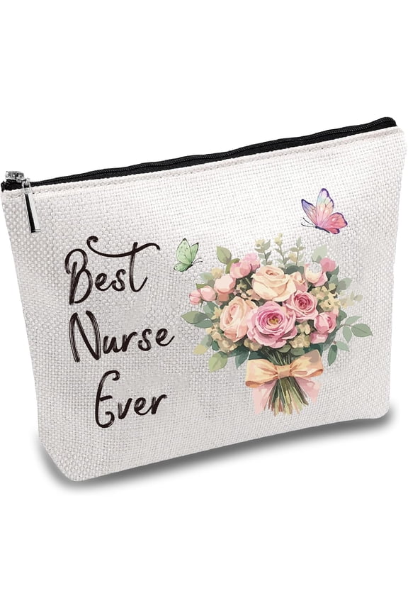 Makeup Bags for Nursing Travel Watercolor Cosmetic Bag with Zipper Pouch Tool Multi Purpose Case Toiletry Flowers Packing Purse for Practitioner Women Valentine's Day Gifts 10x7Inch Colorful