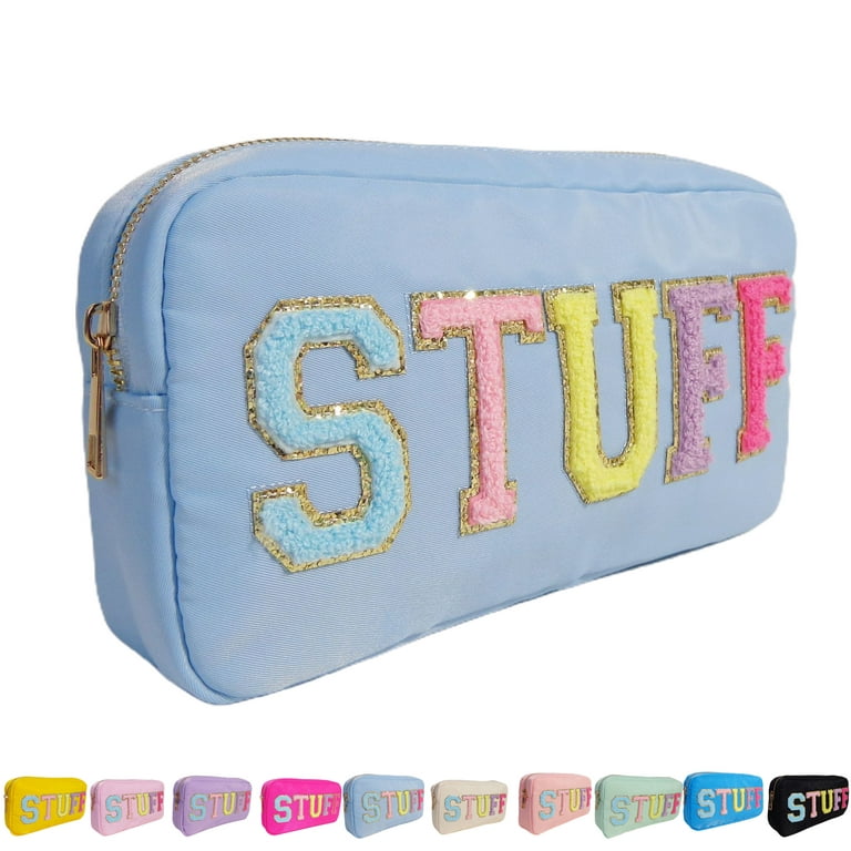 Preppy Fluffy Cosmetic Storage Pouch Chenille Letter Makeup