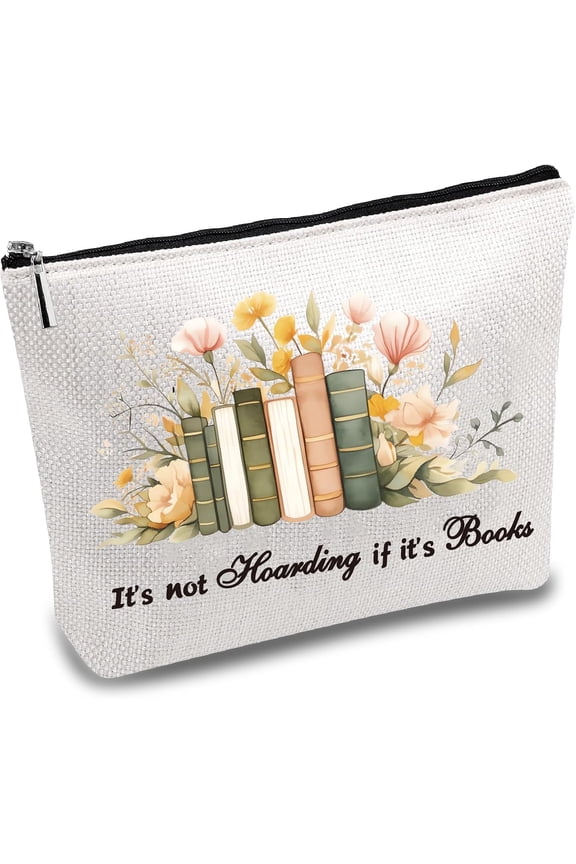 Makeup Bags for Purse Multi-Function Cosmetic Bag with Zipper Toiletry Travel Washing Bag Make Up Organizer Tool Pouch Large Storage Bags for Women 10x7Inch-It's Not Hoarding if It's Books