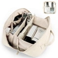 thumbnail image 1 of Gynky Large Travel Makeup Bag for Women - Waterproof Cosmetic Bag, Flat Open Toiletry Bag with Ample Space for Skincare, Brushes & Travel Essentials, Portable Design（White）, 1 of 7