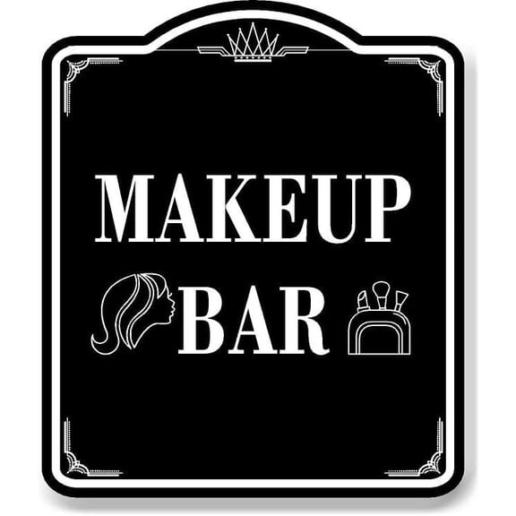 Makeup Bar Icons BLACK Aluminum Composite Sign, 15"x18"