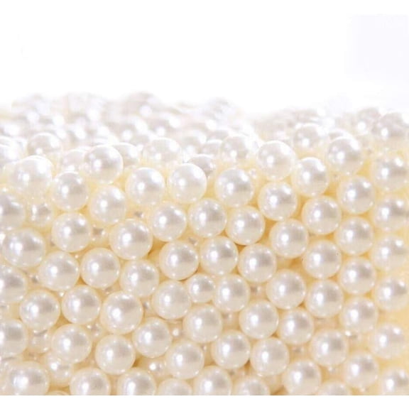 Makeup Beads for Brushes, Art Faux Pearls, 1100-Piece Round Pearl Beads to Hold Makeup Brush, Lipstick, Mascara, Eyeliner, 8mm (Beige)