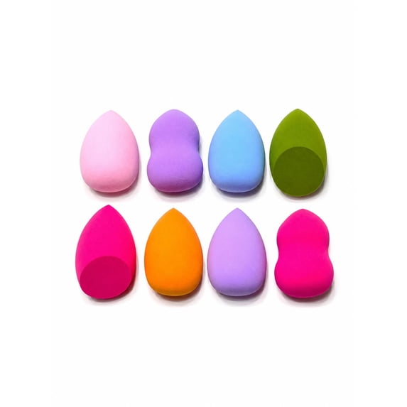 Makeup Beauty Blender Sponge Set - Pack of 8 Soft Latex-Free Sponges for Flawless Foundation, Concealer & Powder Application - Multi-Color & Multi-Shape Blending Sponges for All Skin Types