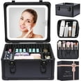 thumbnail image 1 of Makeup Box with Led Mirror,Travel Train Hard Case with Rechargeable Lighted Mirror Adjustable Dividers,Cosmetic Organizer Storage Bag for Makeup Artists,Appropriate Gift for Women and Girls,Black, 1 of 7