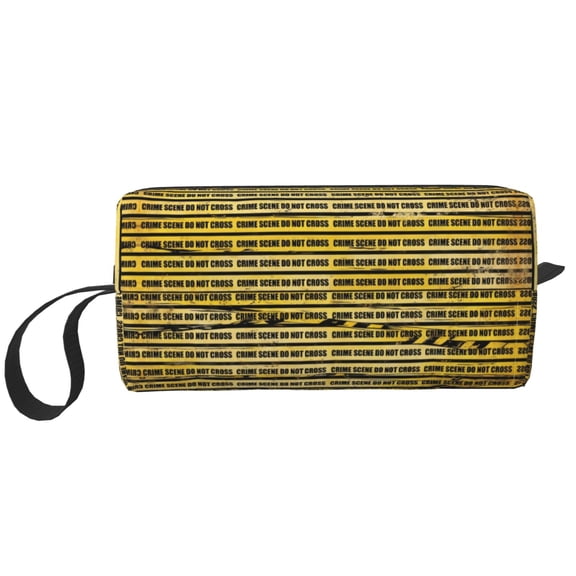 Makeup Brush Bag Crime-Scene Pattern Small Cosmetic Bag For Women Travel Toiletry Water-Resistant Make Up Pouch