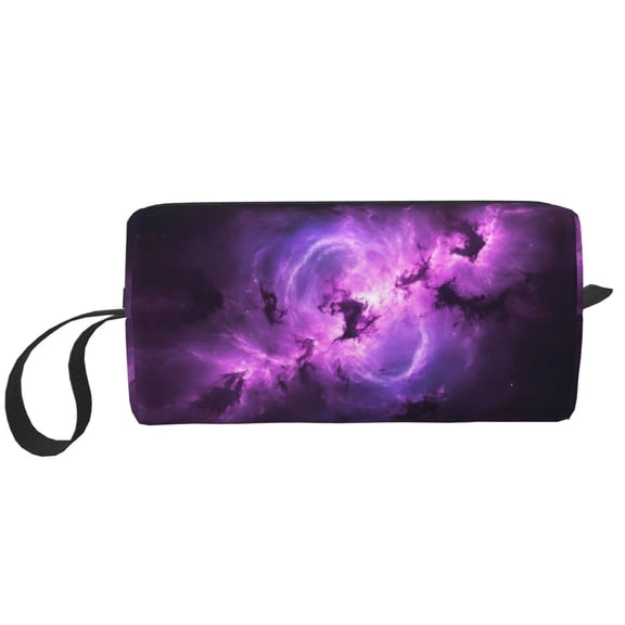 Makeup Brush Bag Nebula Purple Galaxy Pattern Small Cosmetic Bag For Women Travel Toiletry Water-Resistant Make Up Pouch