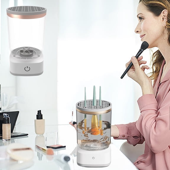 Makeup Brush Cleaner Automatic Cosmetic Brush Washer Cleaner Tool for All Size Brushes | Eye Shadow Concealer Lip Brush Cleaning Device | Portable Makeup Brush Cleaning Machine for Home Bathroom