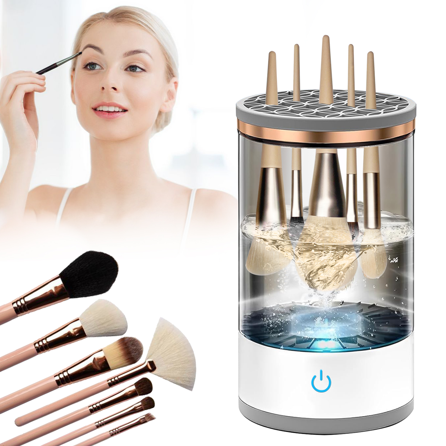 SPOORYYO Electric Makeup Brush Cleaner 2024 Edition, Advanced Automatic Spinning System for All