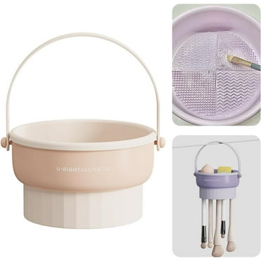 Makeup Brush Cleaner Mat 3 in 1 Makeup Brush Cleaning and Drying Bowl Cosmetic Brush Cleaner with Holder for Storage