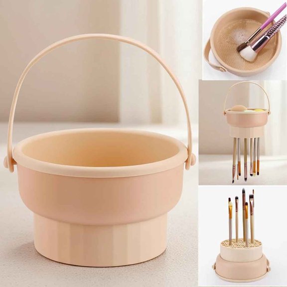 Makeup Brush Cleaner Mat 3 in 1 Silicone Cleaning Bowl Cosmetic Brushes Cleaning Tool Organizer for Storage and Air Drying