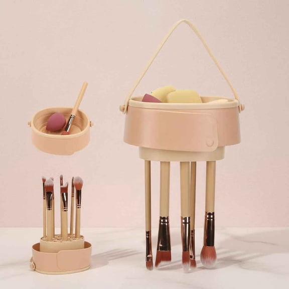 Makeup Brush Cleaner Mat, 3 in 1 Upgraded Foldable Silicone Cosmetic Brush Cleaner Scrubber Bowl for Cleaning, Organizer And Drying