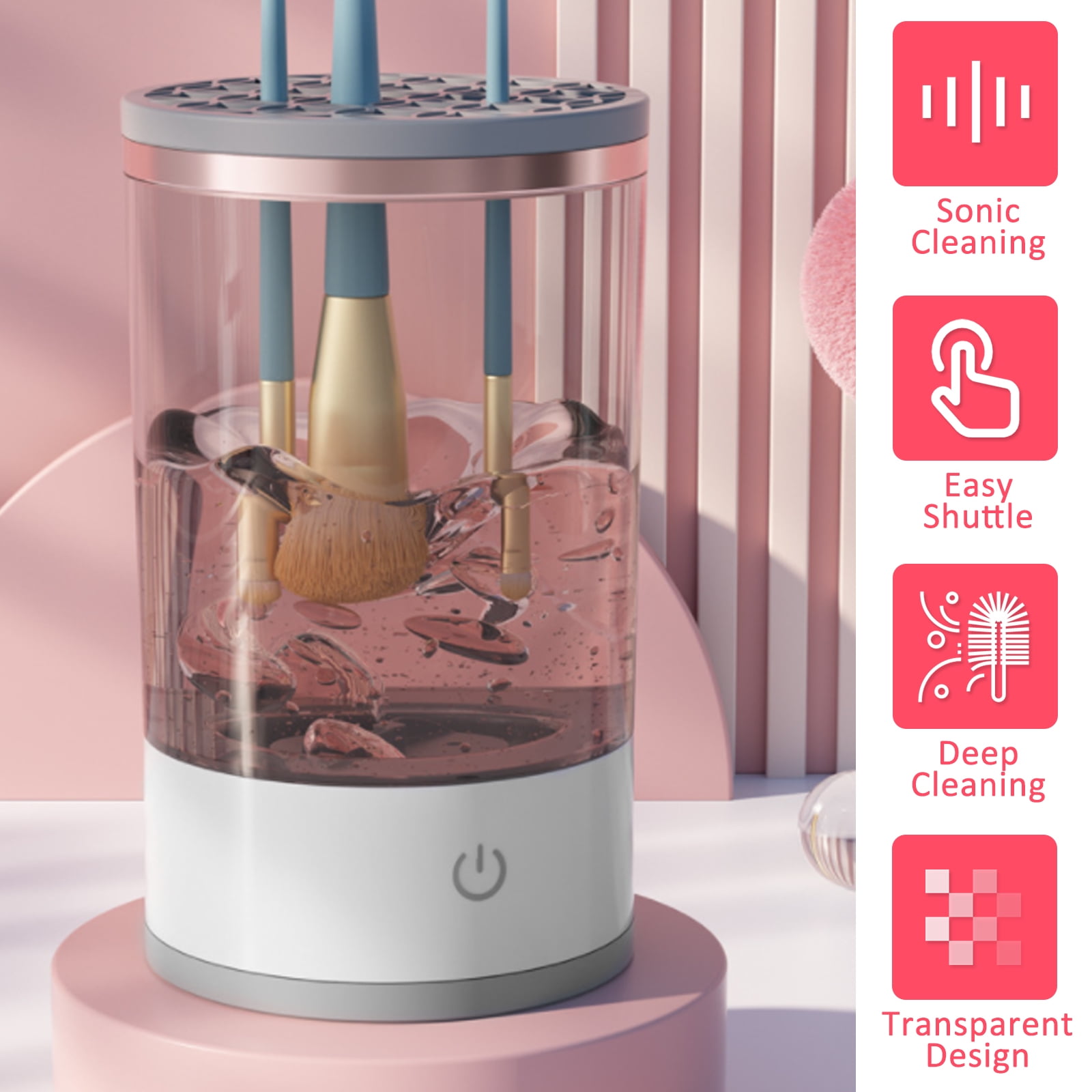Makeup Brush Cleaner Tool,Dryer Super-Fast Electric Makeup Brush Cleaner Machine,Cosmetic Brush Cleaner Automatic Scrubber Quick Dry Tool for all Makeup Brushes