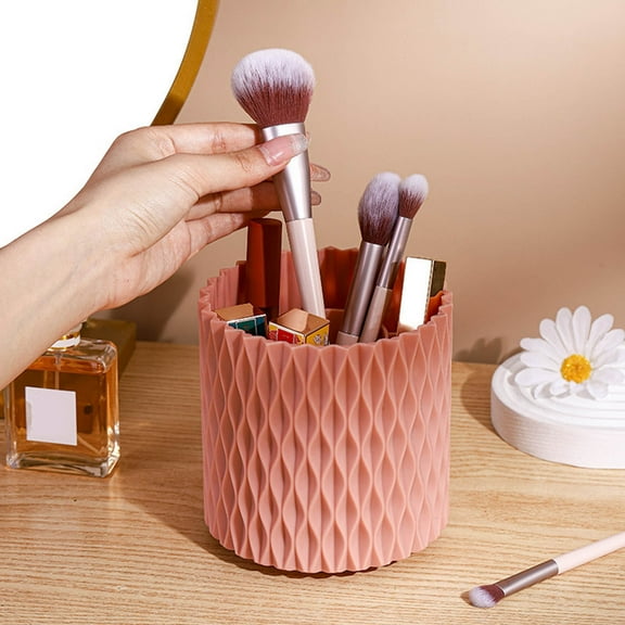 Makeup Brush Holder under $5! CQCYD Large Capacity Makeup Brush Holder, 5-Section Rotatable Cosmetic Organizer, Portable Brush Storage Cup for Vanity, Acrylic Desktop Makeup Organizer
