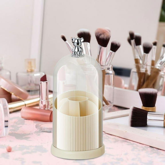 Makeup Brush Holder Cosmetics Brushes Storage Container Waterproof Desktop Storage Organizer Storage Box for Desktop Bathroom White