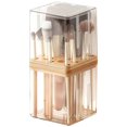 thumbnail image 1 of Makeup Brush Holder with Cover,Clear Makeup Brush Organizer with 16 Holes,Dustproof Cosmetic Brush Storage Box,Plastic with Wood Dividers, 1 of 5