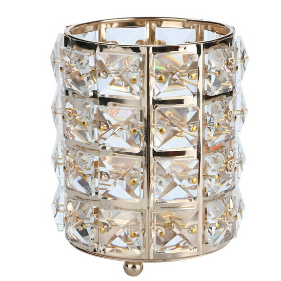 Makeup Brush Holder Organizer Crystal Vanity Decor Bling Personalized Comb Brushes Pen Storage Box Container for Dressing Table, Gold